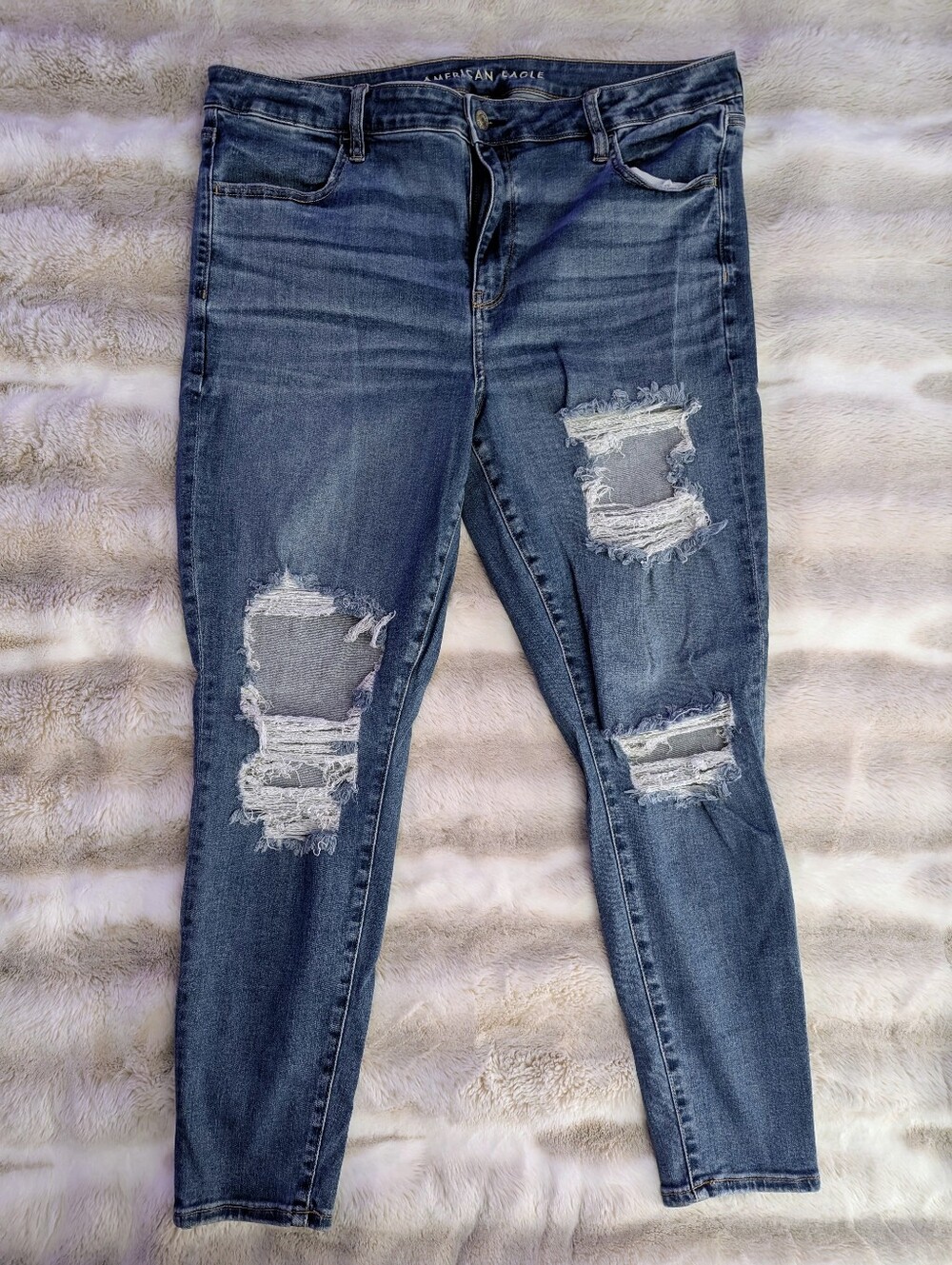 American Eagle Next Level Stretch Distressed Skinny Jeans - Blue 18 Regular